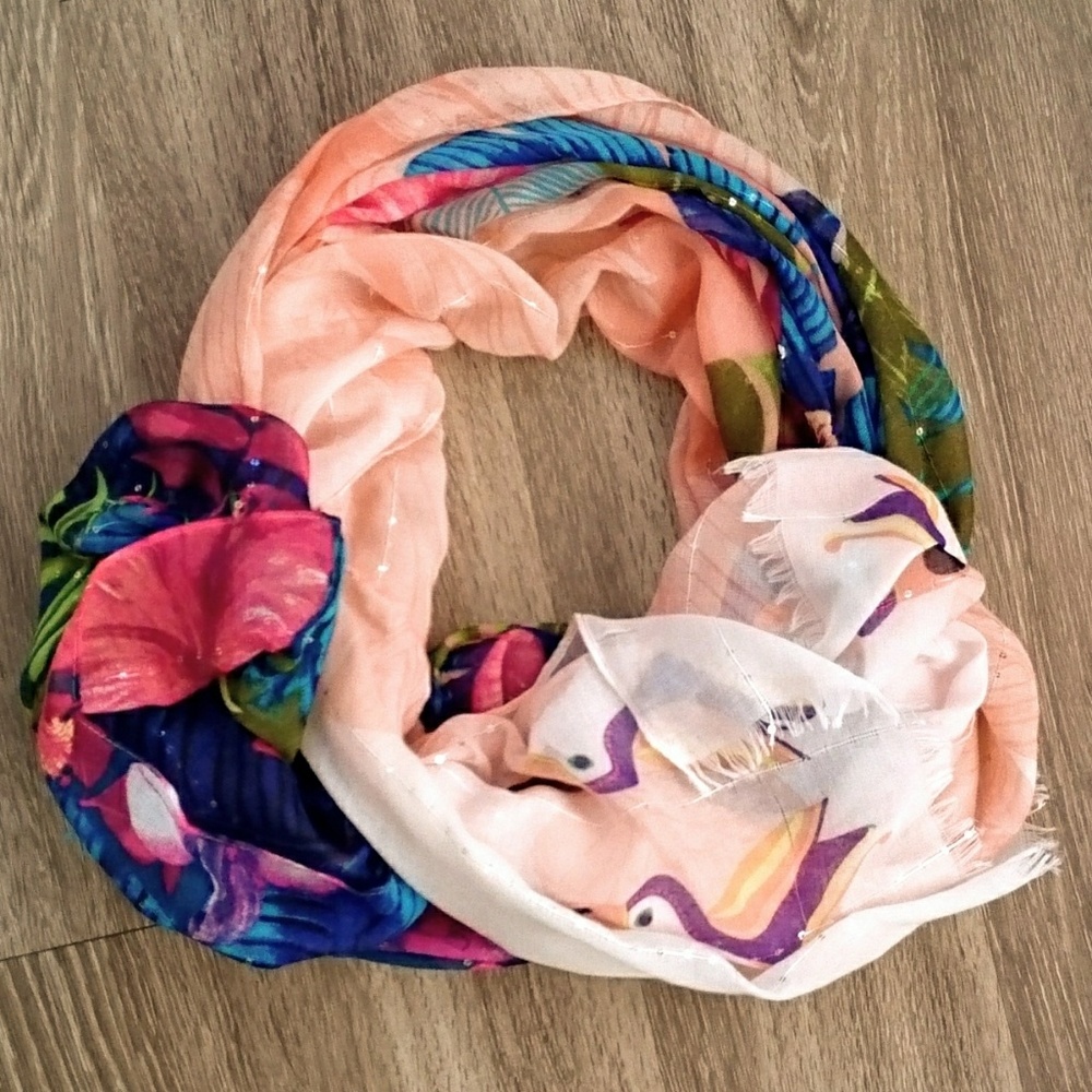 Desigual Tropical Print Scarf